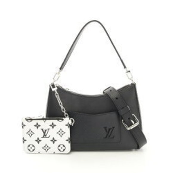 Louis Vuitton Marelle Epi Noir Black Handbag Leather Black White - Picture 1 of 8